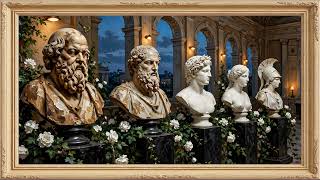 Greek Busts Gallery Dusk 4K 🏛️🌹 Frame TV Art | Socrates Plato Marble screenshot 5