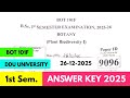 B.Sc 1st Semester Botany Answer Key 2025 | BOT 101F Answer Key 1st Semester DDU | Plant Biodiversity