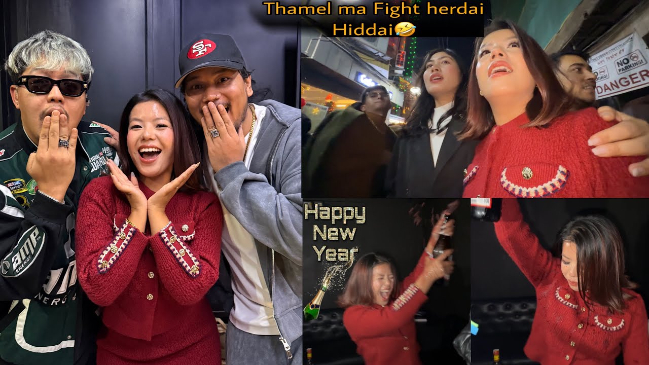 HAPPY NEW YEAR IN THAMEL!  PARTIED TILL THE MORNING MY GOD🤣🥂🎊