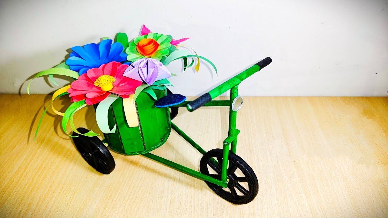 How to Make a Paper Cycle Flower Vase | Beautiful Handmade Paper Cycle | Best Out of Waste Craft