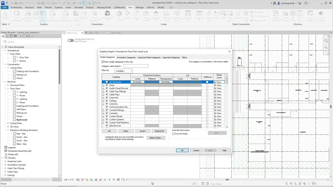 Revit MEP Определение фильтра вида и назначение его виду