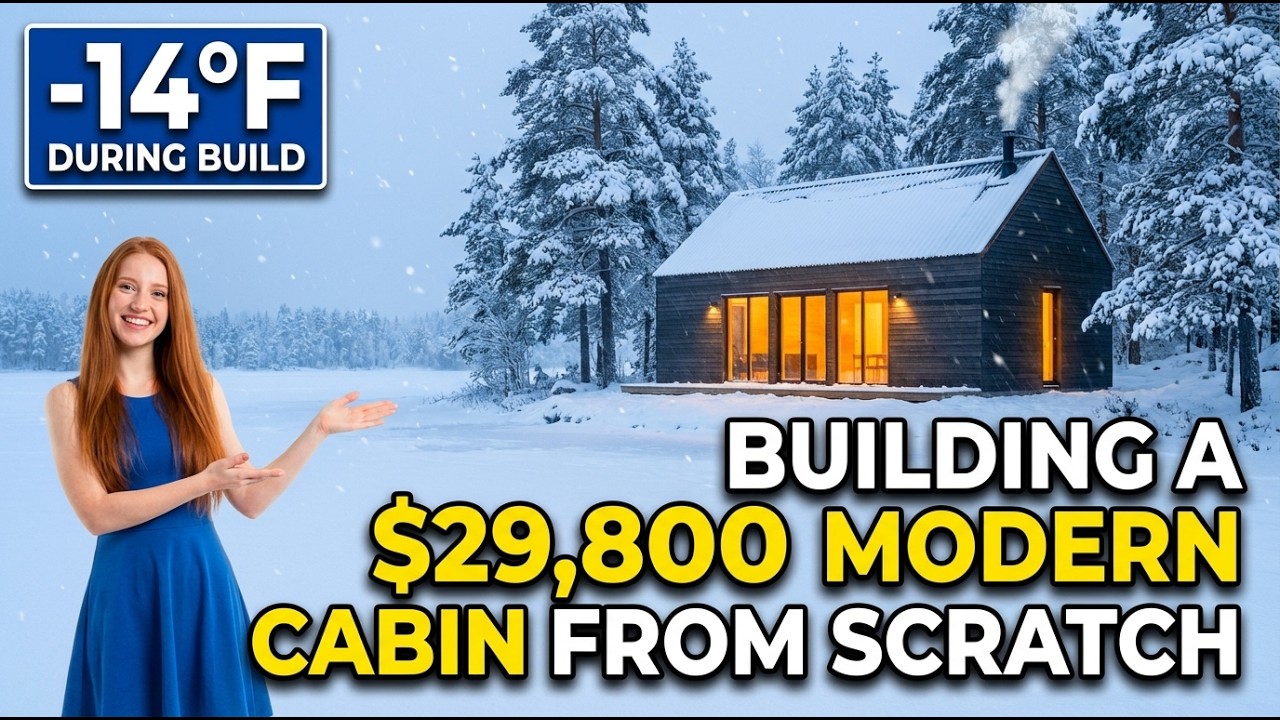 -14º F - Frozen Lake Wilderness — Building a $29,800 Modern Cabin From Scratch — Alone in Deep Snow