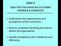 Part 2 Objective for Handling Customer Feedback &amp; Complaint
