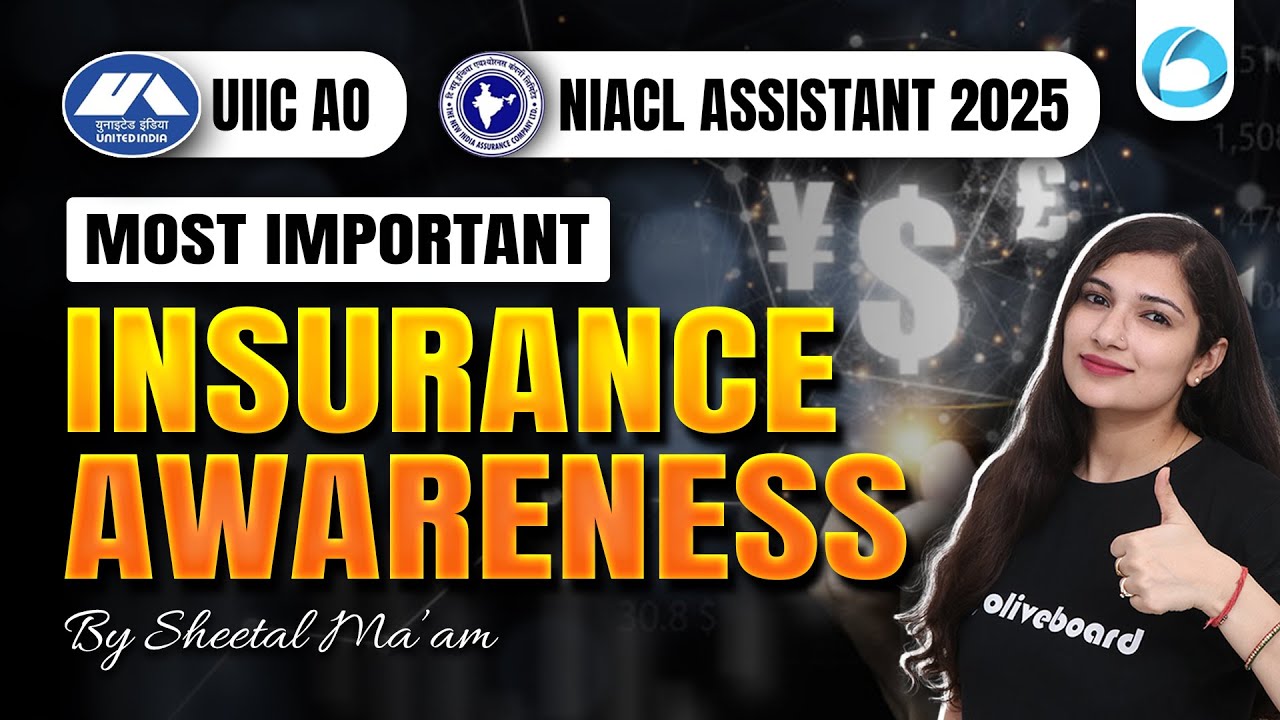 UIIC AO 2025 \ NIACL Assistant 2025 | GA Most Important Insurance Awareness MCQs | By Sheetal Ma'am