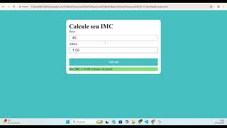 Tela calculo IMC Java script