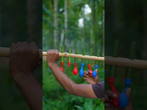 DRY Bamboo Creations and six colourfull Balloone Slingshots #Diy #Craft #Toys #Bambooart #bamboo