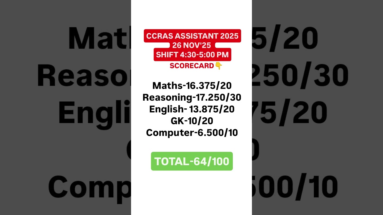CCRAS ASSISTANT 2025 ANSWER KEY OUT🚨 (MY SCORECARD) 