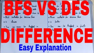 BFS vs DFS|Difference between bfs and dfs|BFS and DFS difference|Difference between dfs and bfs