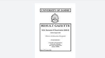 University of Jammu latest updates.Result Notification of B. Ed. 4th semester , held in Aug 2022.