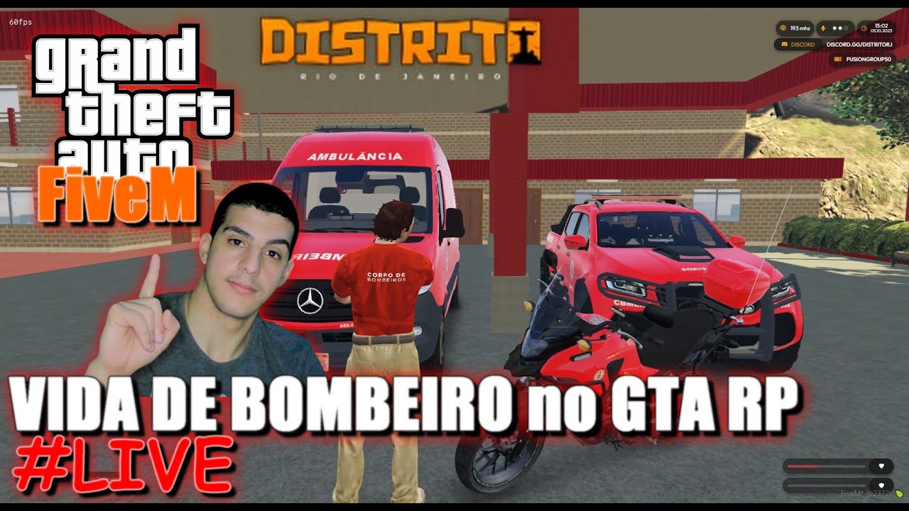 LIVE GTARP - BOMBEIRO no GTA RP (DISTRITO RJ)(RPBR Games)