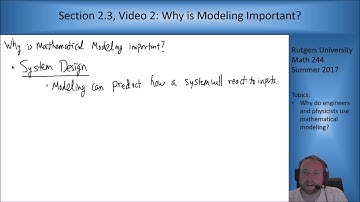 MATH 244: Section 2.3, Video 2: Why is Modeling Important?