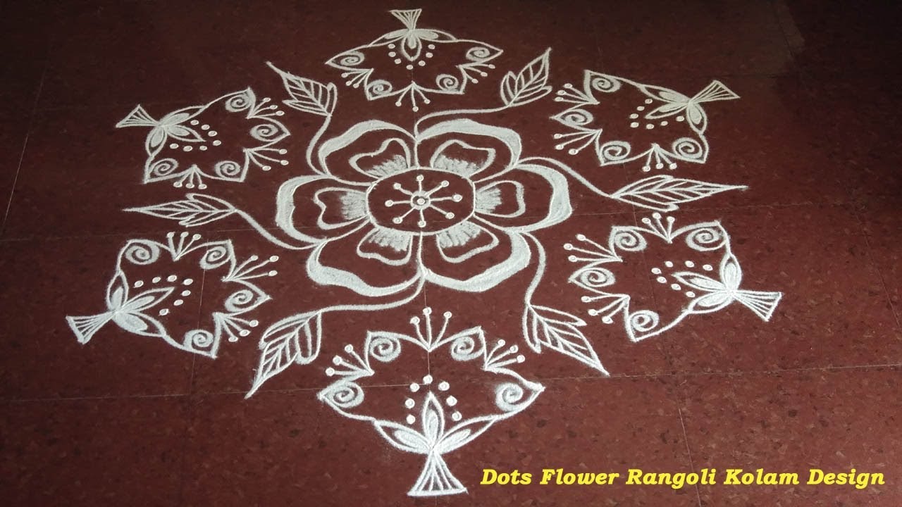 Tamil Puthandu Poo Pulli Kolam Design| 13x7 Dots Flower Rangoli ...