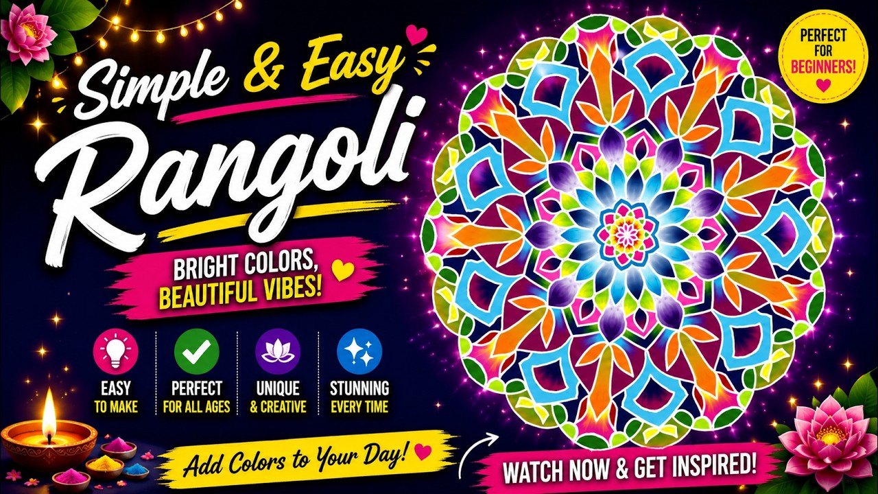 Creative Rangoli Design for Festivals || Digital Rangoli || Kolam - YouTube