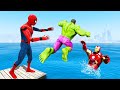 Spiderman vs hulk vs iron man water ragdolls  fails in gta 5 16