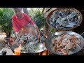 Yummy roasted blue crab and shrimp with rock salt  chef seyhak