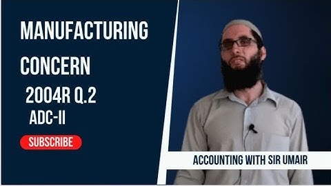 Manufacturing Concern| Cost Accounting| ADC-II| BS| BBA| MBA|