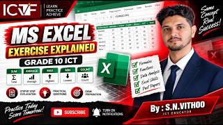 MS Excel Practical Exercise Explained | Grade 10 ICT | SUM, AVERAGE, MAX, MIN & COUNT | sn vithoo