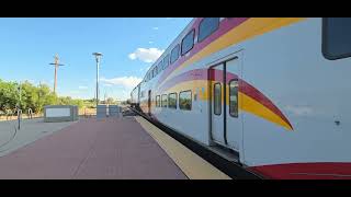 New Mexico Rail Runner NMRX 104 southbound arriving at the Isleta Pueblo Station 05/15/26