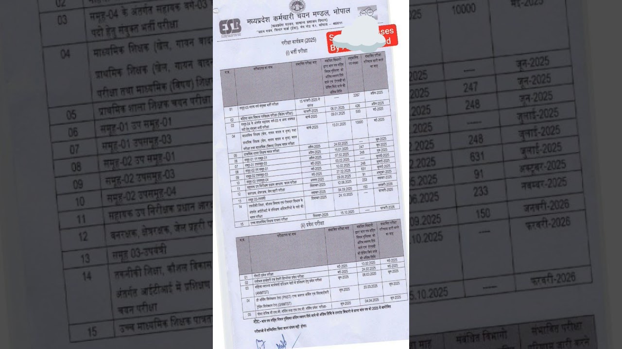 MPESB calendar 2025 OUT
