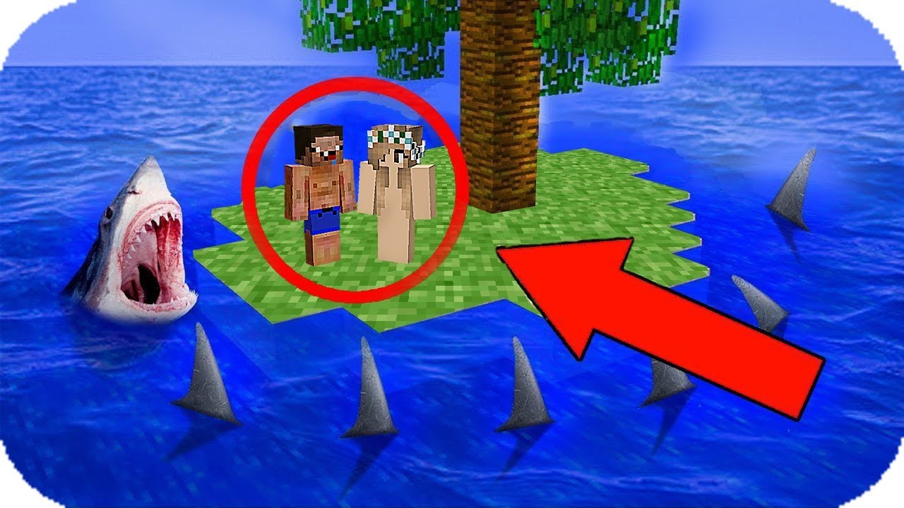 NOOB VS ISLA DE TIBURÓN PAREJA NOOB SOBREVIVEN EN LA ISLA ABANDONADA MINECRAFT TROLL risas travel