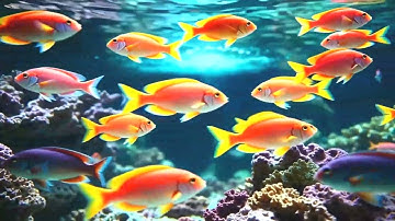 Colorful Coral Reef Life  Calm Aquarium Music for Sleep
