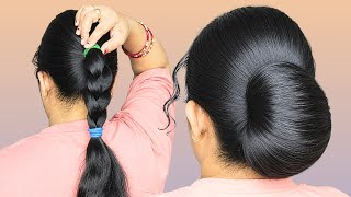 Quick Low Bun With Braids - Self Juda Hairstyle For Busy Morning - Low Bun Hair Tutorial F Long Hair
