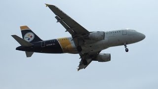 US Airways Airbus A319-112 Steelers Livery [N733UW] landing in LAX