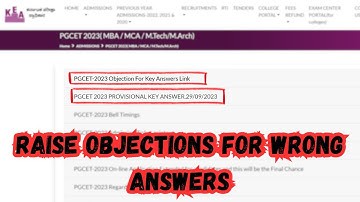 PGCET 2023 Objection Raise Link For Provisonal Answers Keys || MBA/MCA/MTech