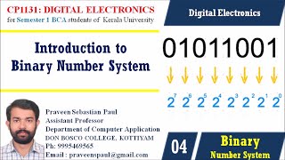 DIGITAL ELECTRONICS – LECTURE 4 – BINARY NUMBER SYSTEM- BCA SEM1