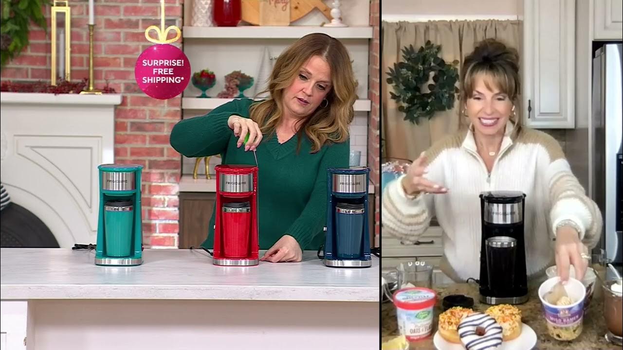 Frigidaire Stainless Steel Single Cup Coffee Maker with Travel Mug on