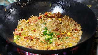 Chinese street foodbest fried rice , fried noodles at night market Awesome Wok Technique