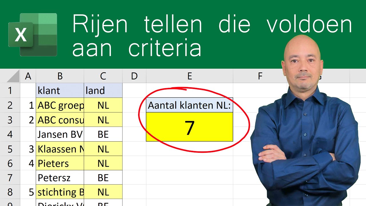 Rijen tellen die voldoen aan criteria (AANTAL.ALS en AANTALLEN.ALS). - YouTube Rijen Tellen Die Voldoen Aan Criteria (Aantal.Als En Aantallen.Als). - Youtube