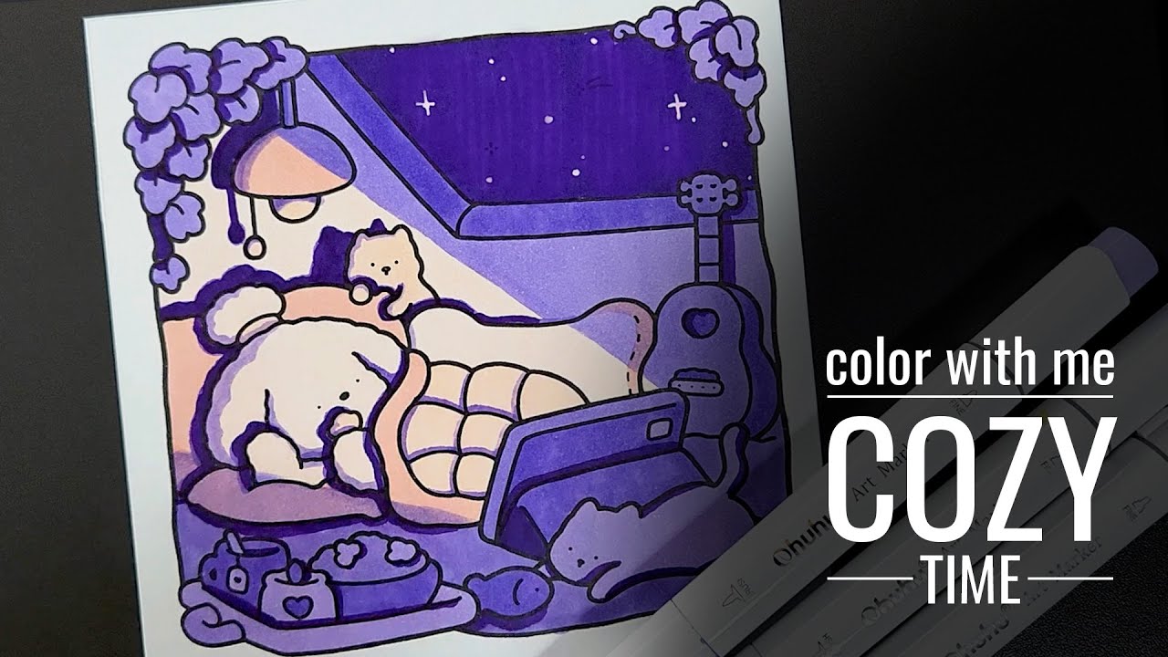 Color with me ❤️ Colorindo Cozy Days com Marcadores | lo-fi music | 7 min | no talking | Cozy time