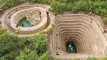 180 Days Building a Secret House with Underground Pool Below the Ground Using Primitive Tools