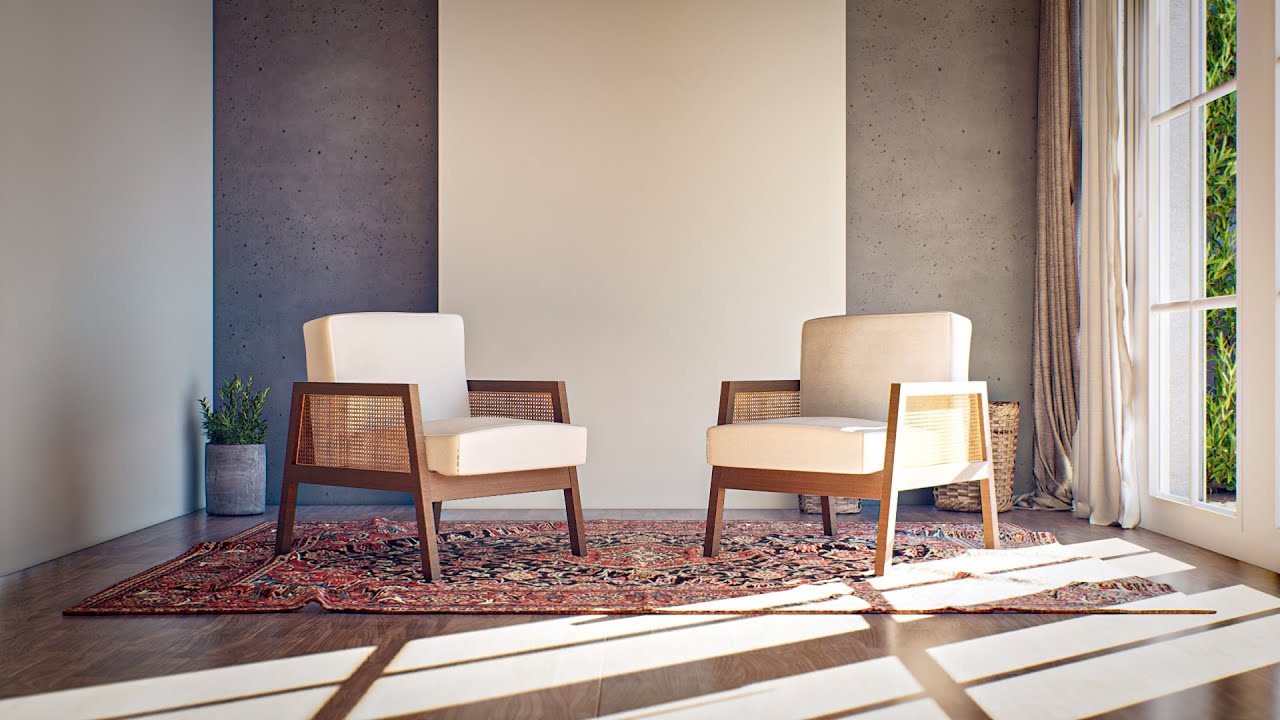 Modern Rattan Lounge Chair 3D Model – ArchViz & Game Ready!