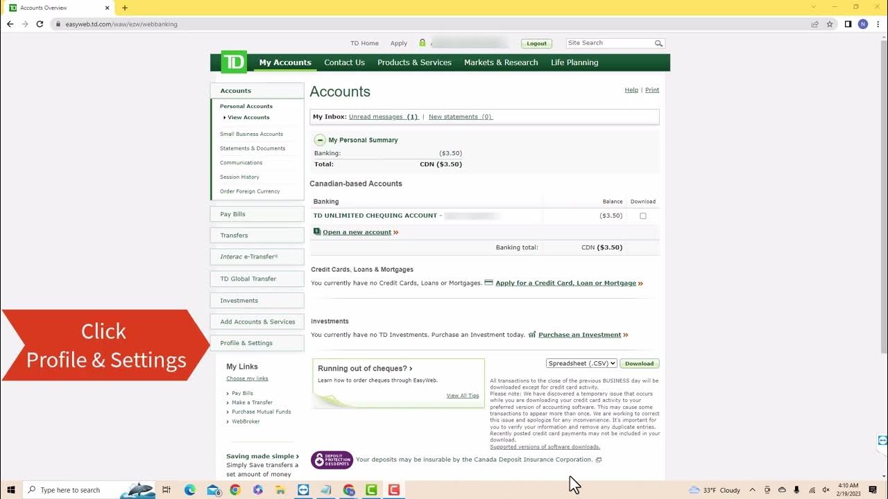 Easyweb Td Canada Trust