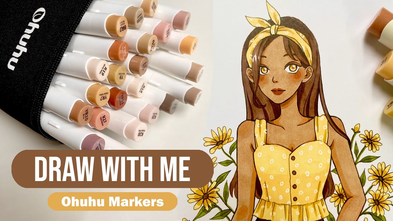 🍒 Draw with me / Marker Art Winter girl Process / Ohuhu 320 Alcohol  Brush Markers Review 