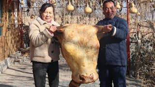 Big Bull Head Cut Into Halves and Stewed, Shared by All the Families｜Uncle Rural Gourmet