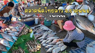ของป่า ตลาดนัดไทยลาว อ.ธาตุพนม เห็ดปลวก แมงแคง ปลาน้ำโขงสดๆทำเมนูปลาจุ่ม