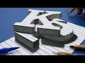 3D Trick Art on Line Paper, Letter K on top of the Letter P