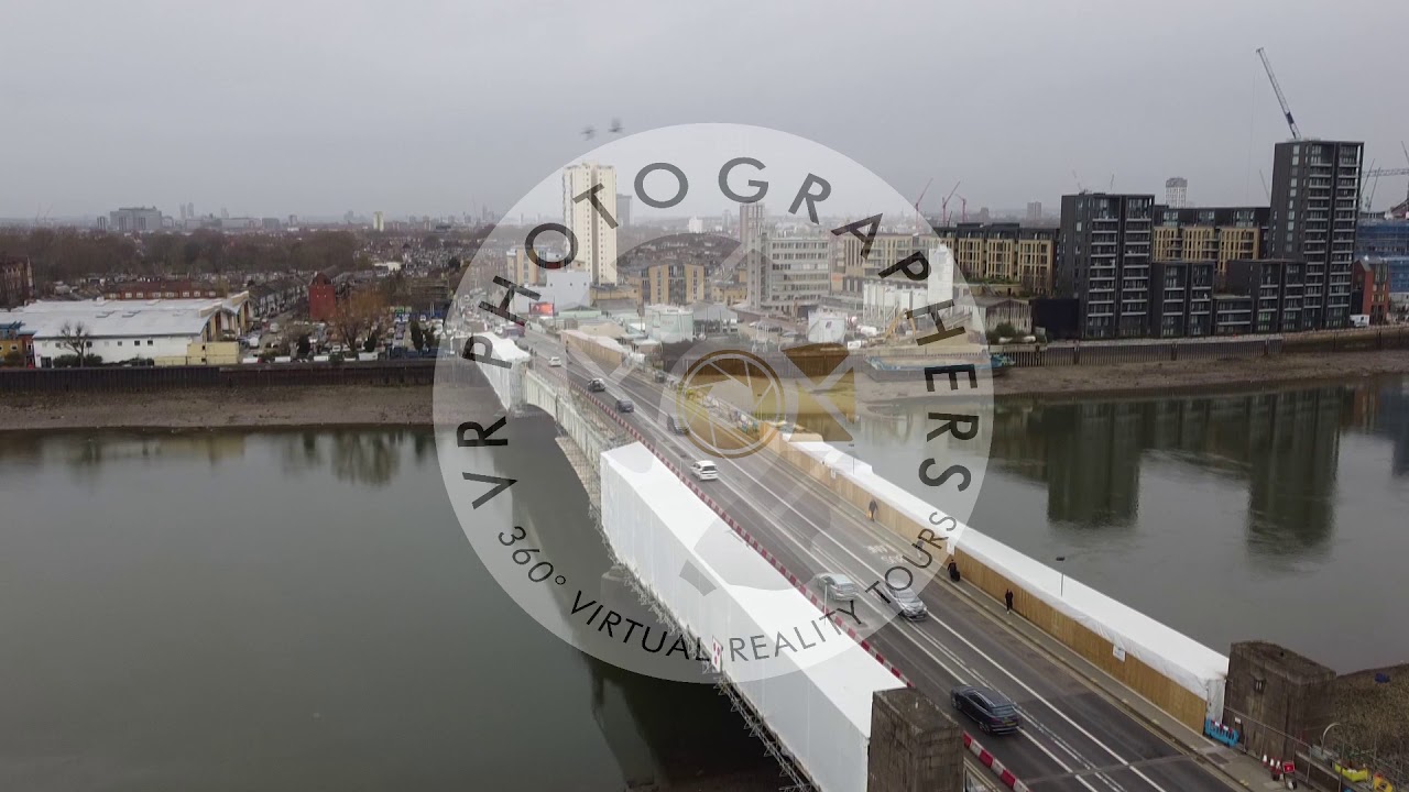 Drone footage of Wandsworth Bridge Renovation March 2021 Buy this footage
