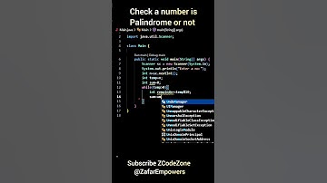 how to check a number is palindrome or not in #java #susbcribe @ZafarEmpowers #coding #like