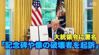 「記念碑や像の破壊者を起訴」トランプ氏 大統領令に署名