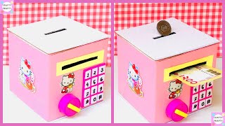 How to Make Personal Bank Saving Coin and Cash / / DIY Hello Kitty Piggy bank