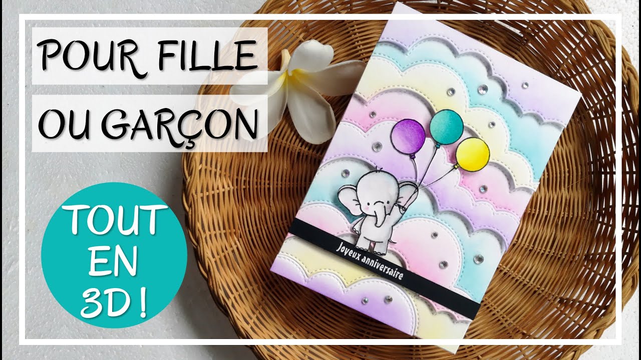 TUTO CARTE : CARTE ANNIVERSAIRE ENCHANTEE - Facile et tout en douceur ! DIY  Scrapbooking Carterie 