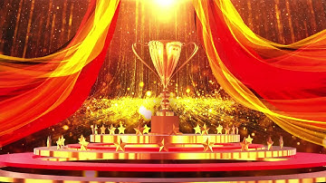 Dynamic background material of air award of red gold ribbon particles