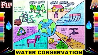 How To Draw Water Conservation Poster Drawing | Types Of Save Water  Method Drawing | Conserve Water