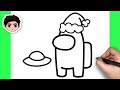 How To Draw Among Us Character (with Christmas hat) - Easy Step By Step Tutorial