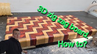 How to make 3D zig zag end grain butcher block, cutting board #diy #woodworking #howto