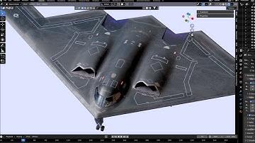 Stealth aircraft (B-2 Spirit) 3D modeling process. Blender timelapse.